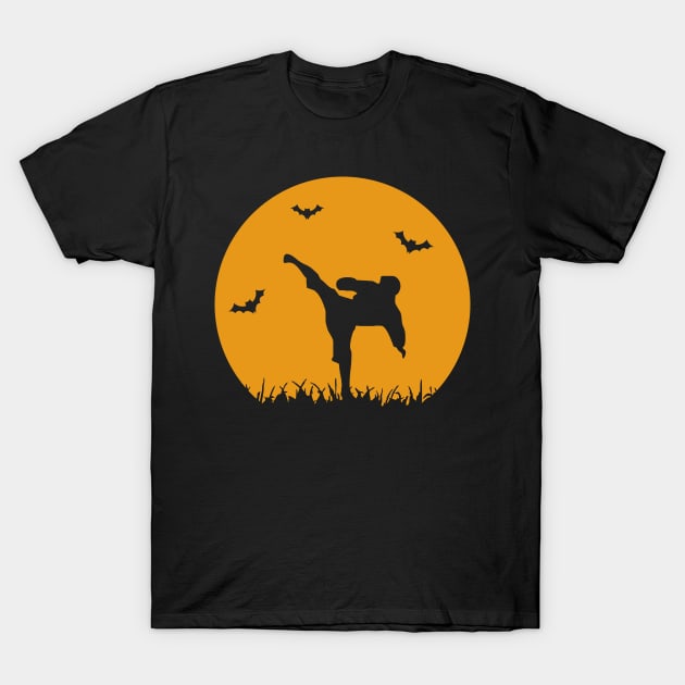 Karate Martial Arts Fighting Halloween Silhouette T-Shirt by charlescheshire